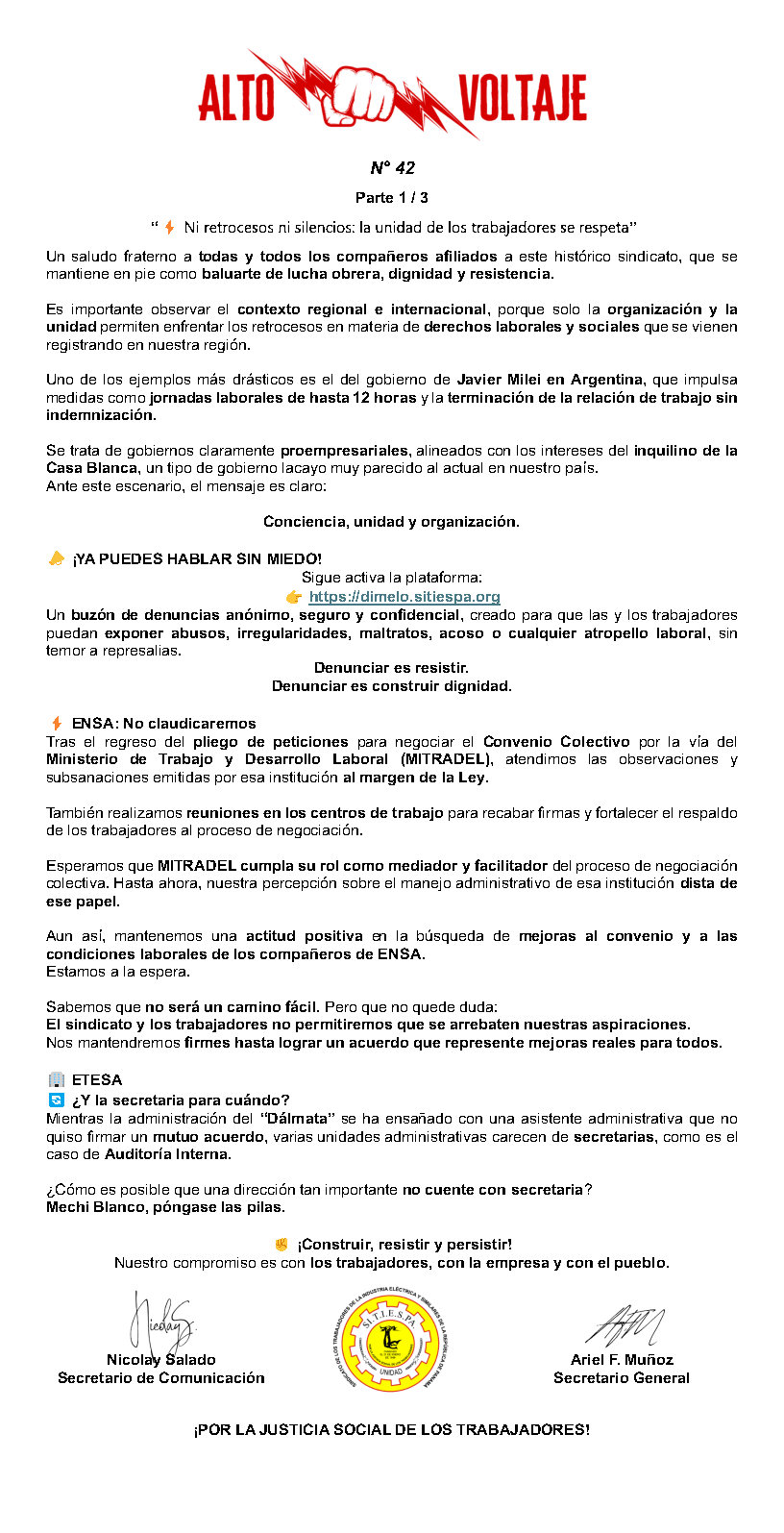Boletín Alto Voltaje Nº42 Página 1