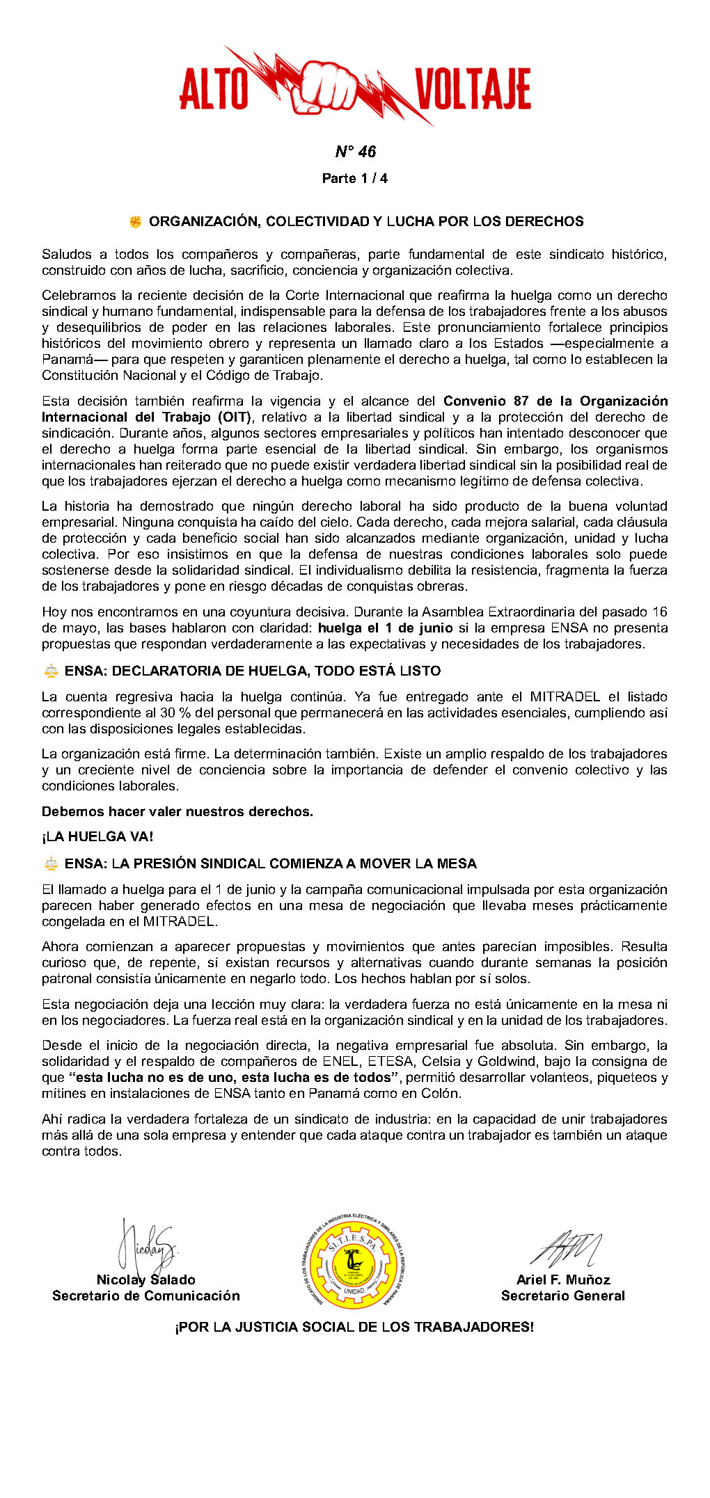 Boletín Alto Voltaje Nº46 Página 1