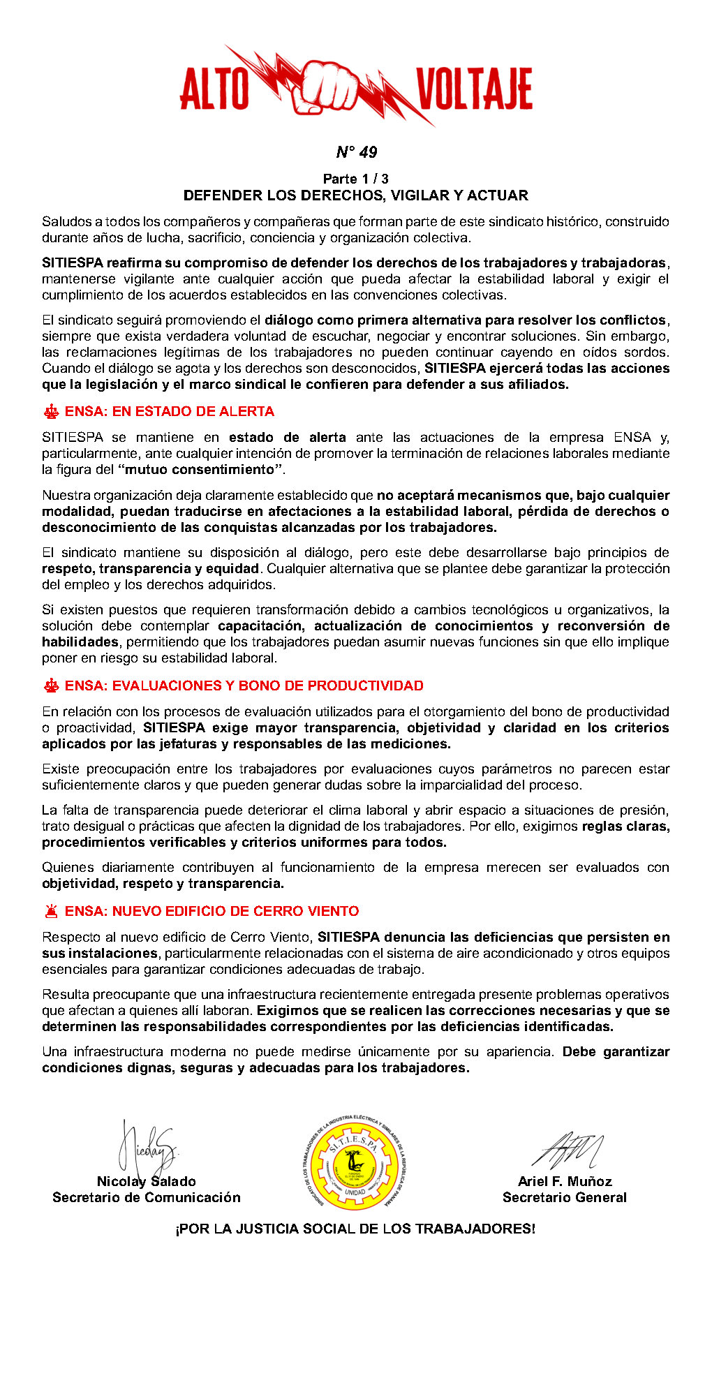 Boletín Alto Voltaje Nº49 Página 1
